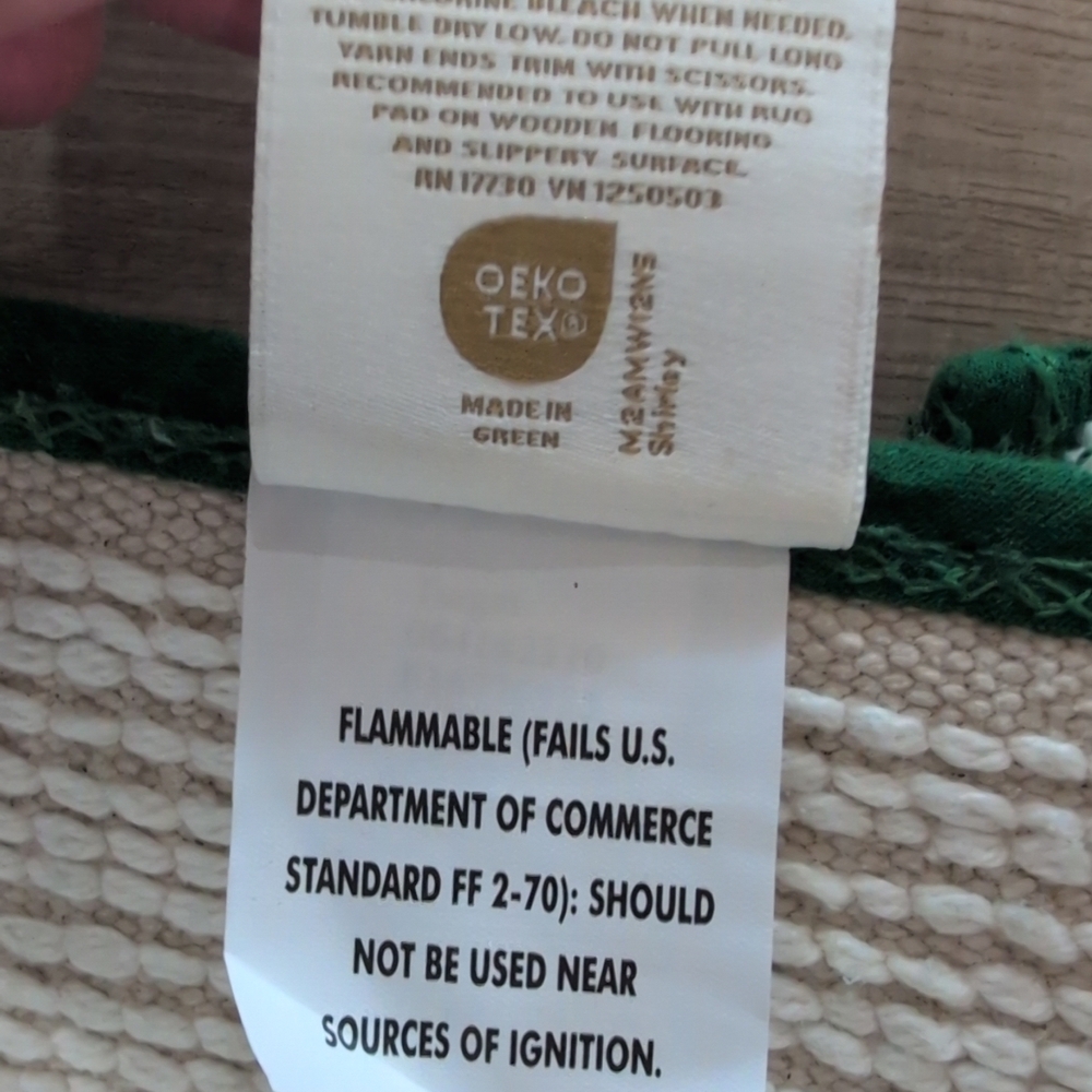 Green and White Tree Pattern Rug - Picture 7 of 7